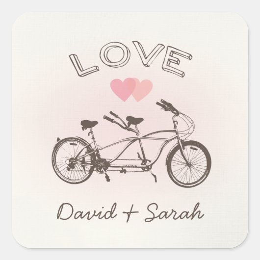 Carré Sticker Tandem Bicycle Love (Devant)