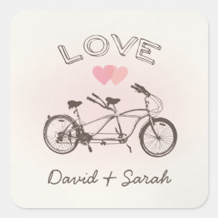 Carré Sticker Tandem Bicycle Love
