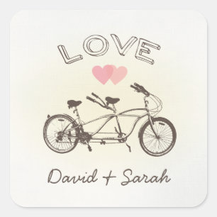 Carré Sticker Tandem Bicycle Love
