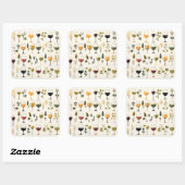 Carré sticker tasses à vin mignonne (Feuille)