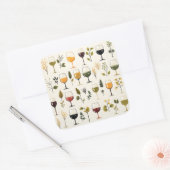 Carré sticker tasses à vin mignonne (Enveloppe)