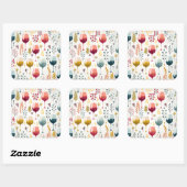 Carré sticker tasses à vin mignonne (Feuille)