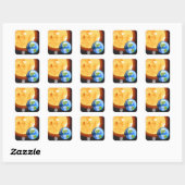 Carré Sticker Terre, Lune et Soleil (Feuille)