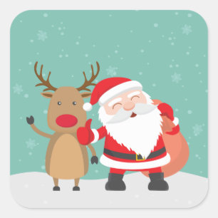 Carré Sticker très mignon du Père Noël et du renne