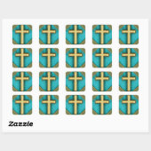 Carré Sticker turquoise et Gold Cross (Feuille)