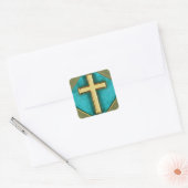 Carré Sticker turquoise et Gold Cross (Enveloppe)