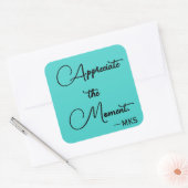 Carré Sticker Turquoise Initiales et affirmation positiv (Enveloppe)