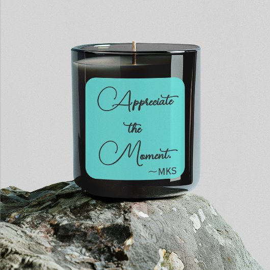 Carré Sticker Turquoise Initiales et affirmation positiv