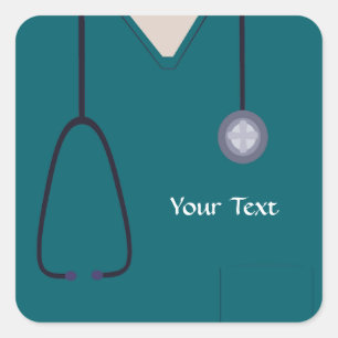 Carré Sticker Turquoise Médicale Scrubs