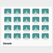 Carré Sticker turquoise Snowy Christmas Tree (Feuille)