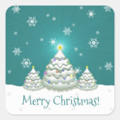 Carré Sticker turquoise Snowy Christmas Tree (Devant)