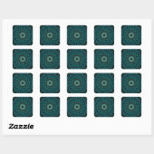 Carré Sticker turquoise Zentangle/Mandala (Feuille)