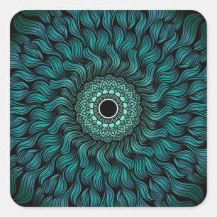 Carré Sticker turquoise Zentangle/Mandala