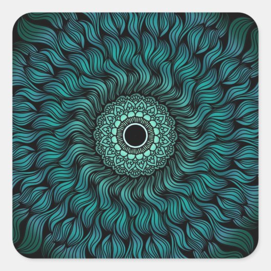 Carré Sticker turquoise Zentangle/Mandala (Devant)