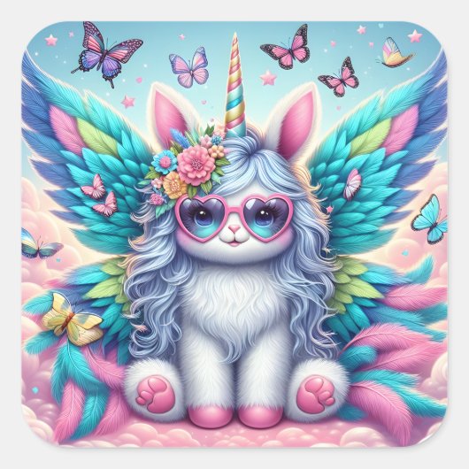 Carré Sticker Unicorn mignon (Devant)