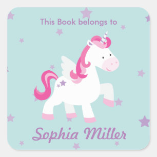 Carré Sticker Unicorn Personnalisé Cute Rose