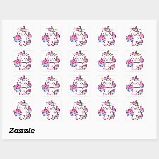 Carré Sticker Unicorn tendance (Feuille)