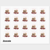Carré Sticker Valentine de Golden Retriever Puppies bais (Feuille)
