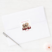 Carré Sticker Valentine de Golden Retriever Puppies bais (Enveloppe)