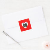 Carré Sticker Valentine pour chat noir et blanc (Enveloppe)