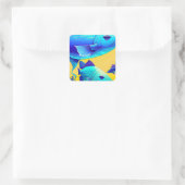 Carré Sticker Vibrant Poissons Bleus Profond (Sac)