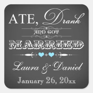Carré Sticker vintage Chalkboard Style Wedding Favor