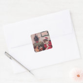 Carré Sticker Vintage Christmas Cat, Louis Wain Cats (Enveloppe)