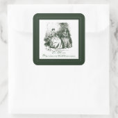 Carré Sticker vintage de plaque d'illustration victorien (Sac)