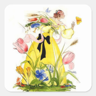 Carré Sticker vintage Lady du jardin Atteindre pour papi