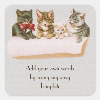 Carré Sticker vintage pour famille de chats