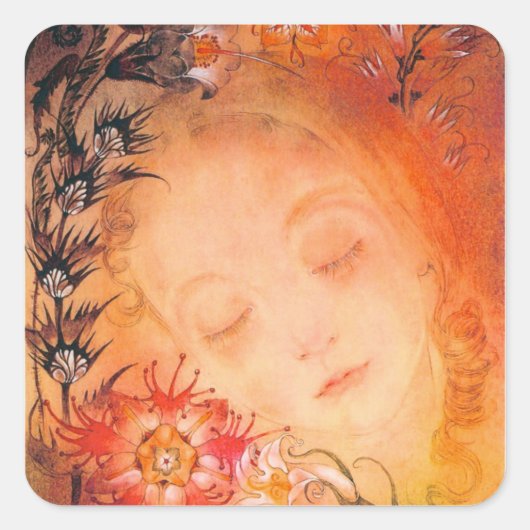 Carré Sticker Vintage pour fille couchant (Devant)