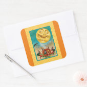 Carré Sticker vintage pour Halloween Chat Noir (Enveloppe)