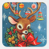 Carré sticker vintage rétro Noël rennes Vacances (Devant)