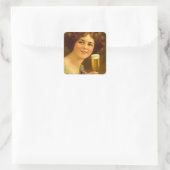 Carré Sticker Vintage Stemware Sipping Lady publicité (Sac)