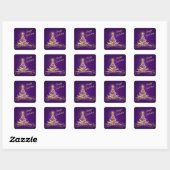 Carré Sticker violet, Gold Lighted Tree Joyeux Vacances (Feuille)