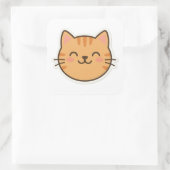 Carré Sticker Visage Chat Souriant - Kawaii Sty Cartoon (Sac)