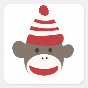 Carré Sticker Visage Singe Sock Smiling mignon