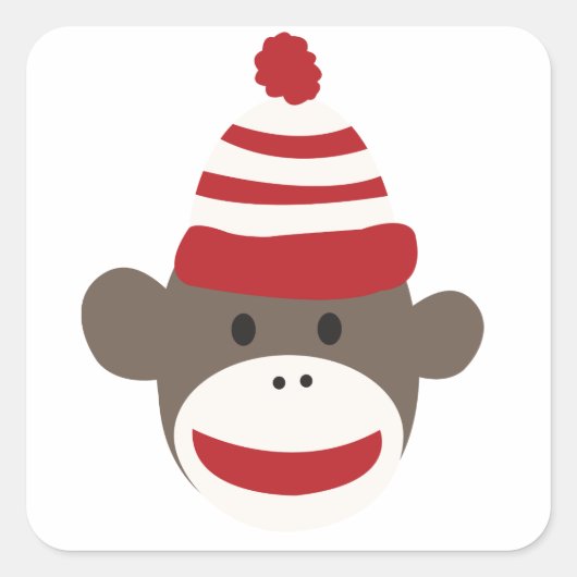 Carré Sticker Visage Singe Sock Smiling mignon (Devant)