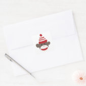 Carré Sticker Visage Singe Sock Smiling mignon (Enveloppe)