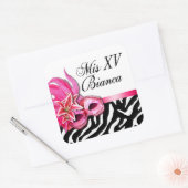 Carré Sticker Zebra & White Masquerade Quinceañera (Enveloppe)