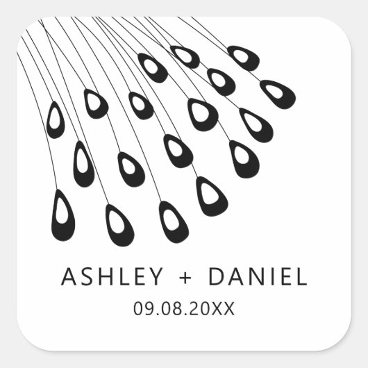 Carré Stylisé Peacock Feather Sticker moderne, Favoriser (Devant)