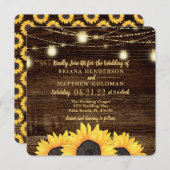 Carré Sunflower Mason Jar Mariage Invitations (Devant / Derrière)