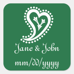 Carré Sweet Paisley Hearts en Sticker Vert