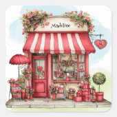 Carré Sweet Valentine Flower Shop Personalized Sticker (Devant)