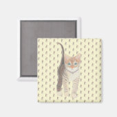 Carré Tabby Chat Magnet sur Jaune (Recto/Verso)