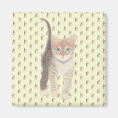 Carré Tabby Chat Magnet sur Jaune (Devant)
