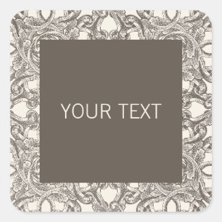 Carré Taupe Damask Sticker Modèle pour les entreprises