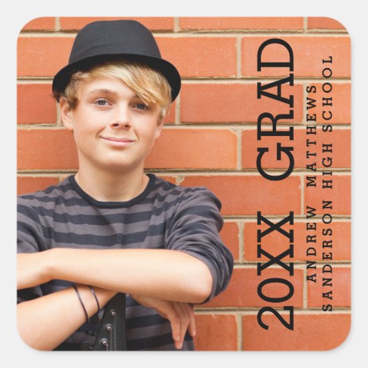 Carré Texte moderne | Sticker photo Graduation (Devant)