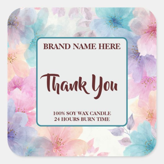 Carré Thank You Candle Label – Elegant Gift Sticker (Devant)