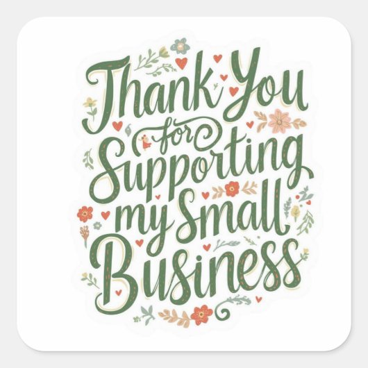 Carré Thank You Sticker for Small Business Owners (Devant)